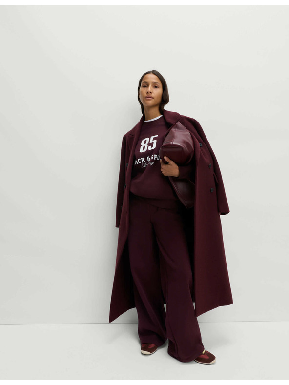 Marks & Spencer Široke trenirke s visokim udjelom pamuka i steznom trakom Marks & Spencer crvena