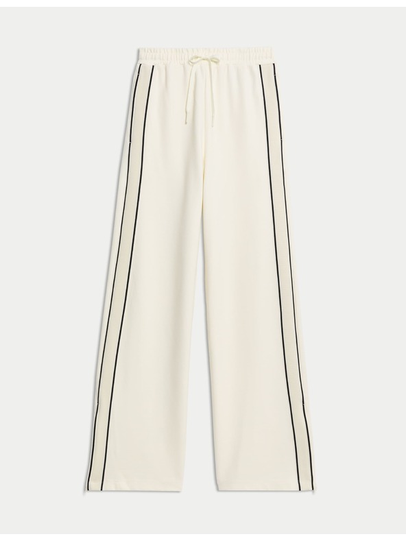 Marks & Spencer Džersej hlače sa prugom sa strane i širokim nogavicama Marks & Spencer krem