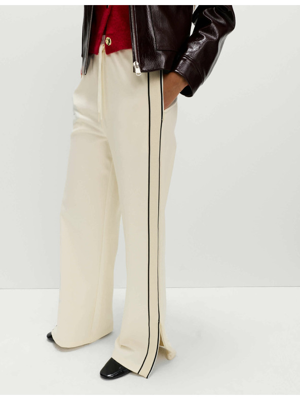 Marks & Spencer Džersej hlače sa prugom sa strane i širokim nogavicama Marks & Spencer krem