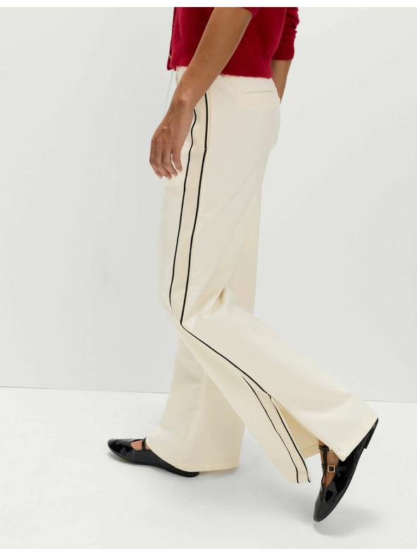 Marks & Spencer Džersej hlače sa prugom sa strane i širokim nogavicama Marks & Spencer krem