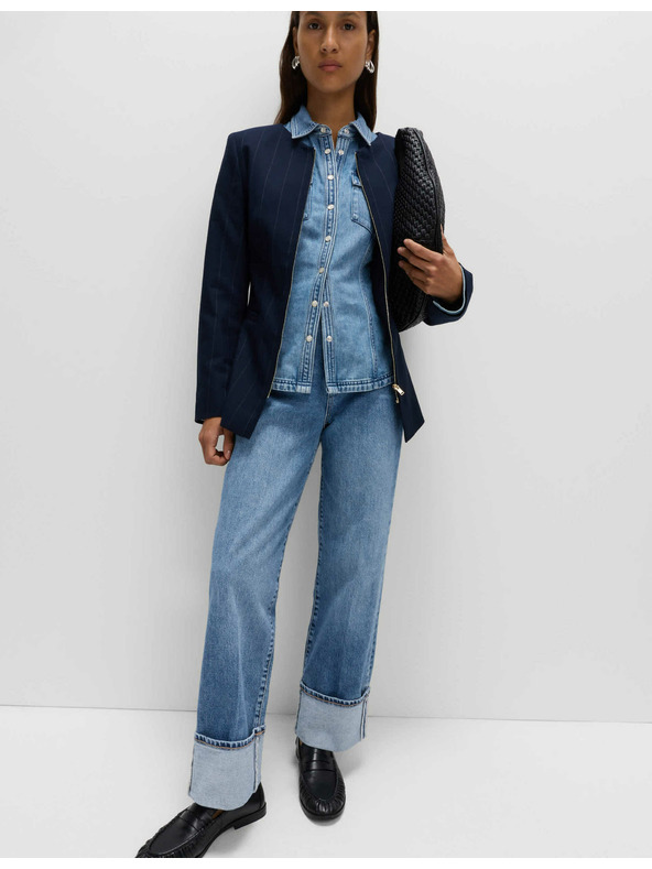 Marks & Spencer Traperice proširenih preklopljenih nogavica i srednjeg struka Marks & Spencer mornarsko plava