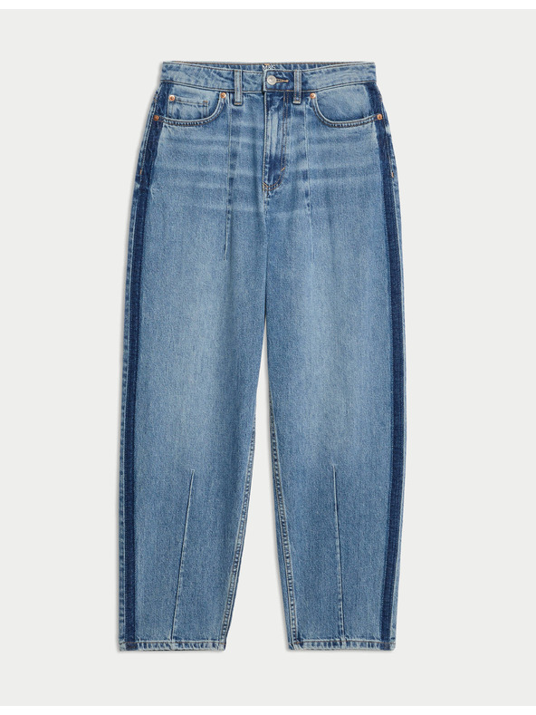 Marks & Spencer Traperice ravnih nogavica sa srednjim strukom i dekorativnim detaljima Marks & Spencer mornarsko plava