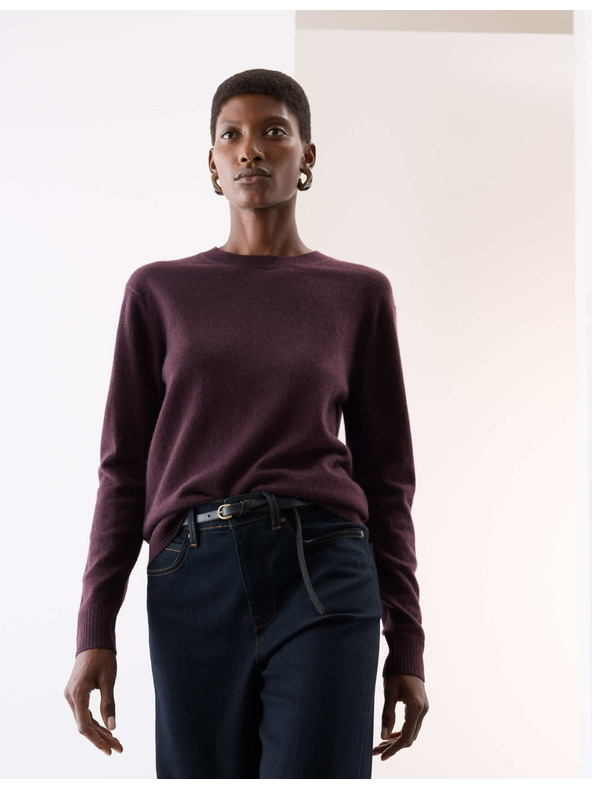 Marks & Spencer Pulover od čistog kašmira, s teksturom i okruglim izrezom Marks & Spencer ljubičasta