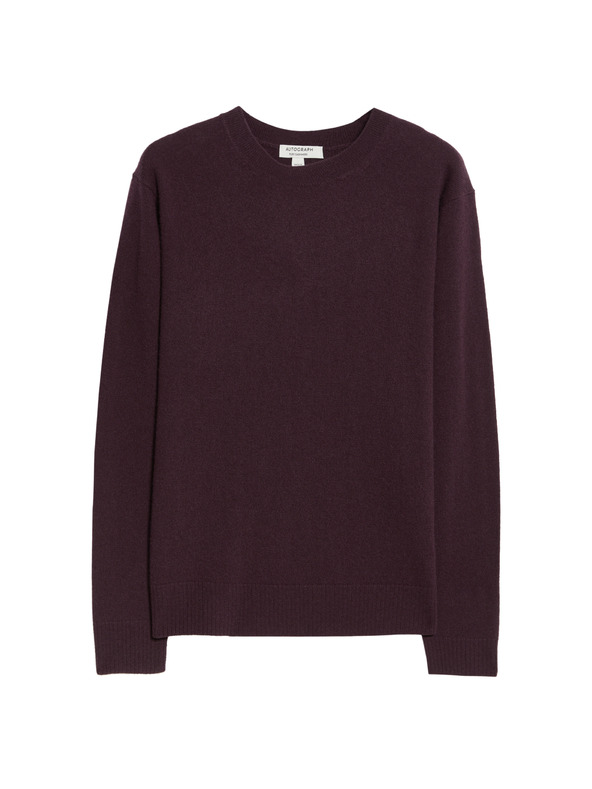 Marks & Spencer Pulover od čistog kašmira, s teksturom i okruglim izrezom Marks & Spencer ljubičasta