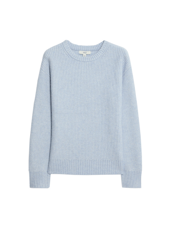 Marks & Spencer Prugasti džemper od meke prediva s okruglim izrezom Marks & Spencer plava