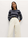 Marks & Spencer Marks & Spencer extra meki prugasti džemper s izrezom prema vratu mornarsko plava