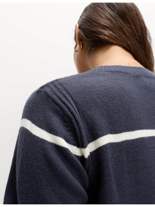 Marks & Spencer Marks & Spencer extra meki prugasti džemper s izrezom prema vratu mornarsko plava