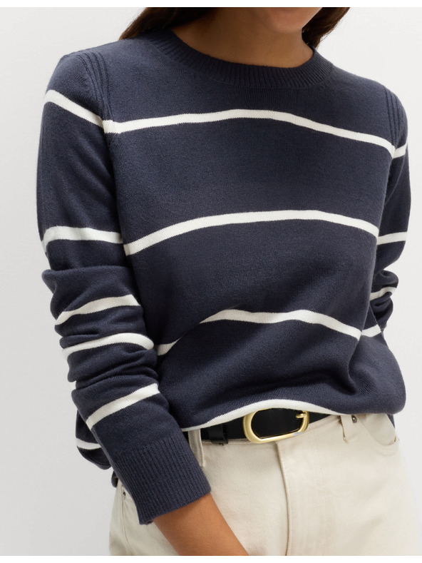 Marks & Spencer Marks & Spencer extra meki prugasti džemper s izrezom prema vratu mornarsko plava