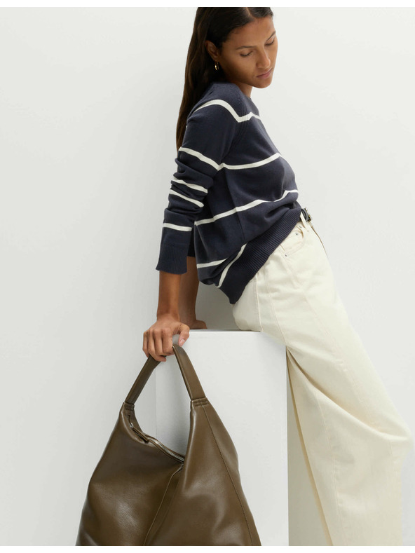 Marks & Spencer Marks & Spencer extra meki prugasti džemper s izrezom prema vratu mornarsko plava