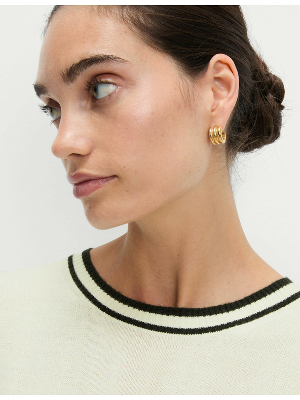 Marks & Spencer Marks & Spencer iznimno meki džemper s izrezom prema vratu i kontrastnim rubovima krem