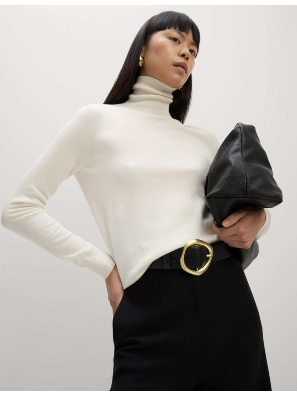 Marks & Spencer Marks & Spencer džemper s rolkom od 100% vune Merino krem