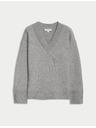 Marks & Spencer Rebrasti pulover s V-izrezom od meke prednje Marks & Spencer siva