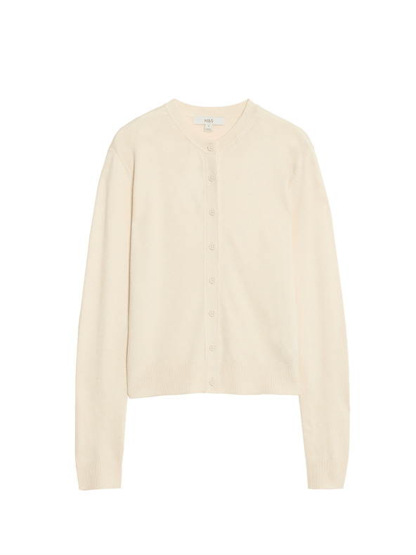 Marks & Spencer Kardigan s okruglim izrezom i gumbima sprijeda Marks & Spencer krem