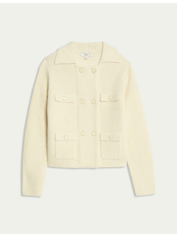 Marks & Spencer Pleteni prsluk s puhastim vlaknima i ukrasnim džepovima Marks & Spencer krem