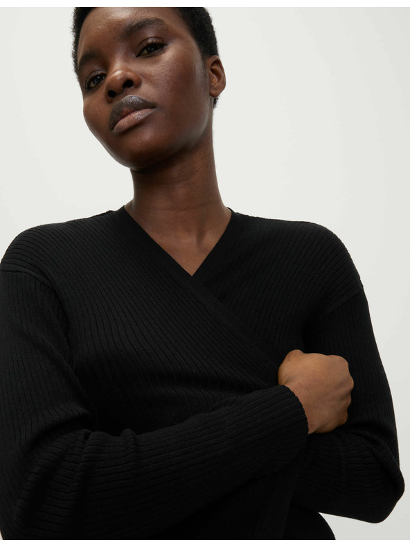 Marks & Spencer Dugi rebrasti kardigan bez zatvaranja Marks & Spencer crna