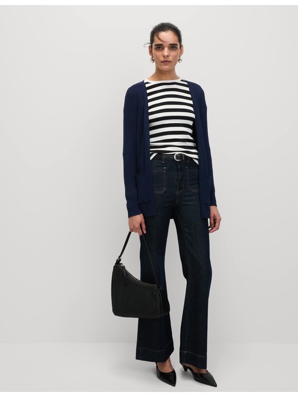 Marks & Spencer Dugi rebrasti kardigan bez zatvaranja Marks & Spencer морска плава