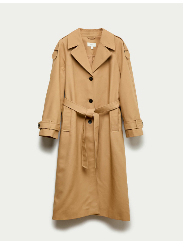 Marks & Spencer Dugački trench kaput s pojasom, visok udio pamuka Marks & Spencer smeđa