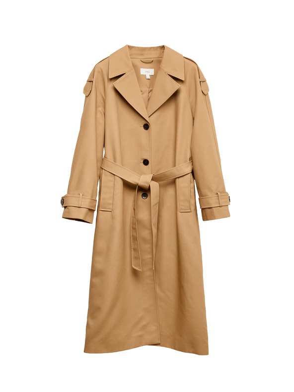 Marks & Spencer Dugački trench kaput s pojasom, visok udio pamuka Marks & Spencer smeđa