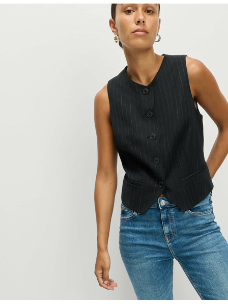 Marks & Spencer Prugasta prsluk bez ovratnika Marks & Spencer mornarsko plava