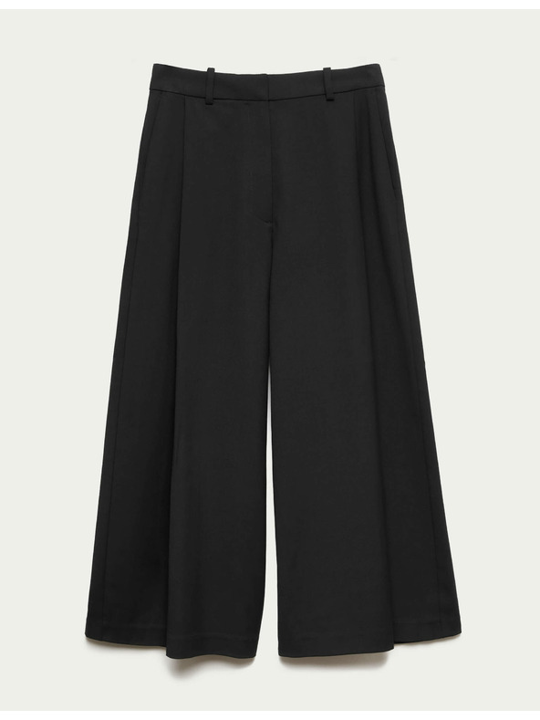 Marks & Spencer Tkana nabrana hlačasta suknja s širokim nogavicama Marks & Spencer crna