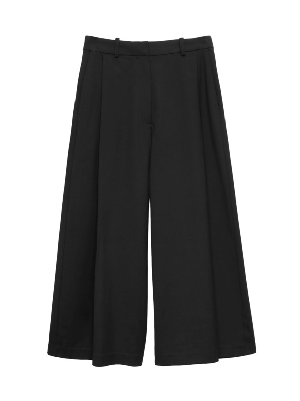 Marks & Spencer Tkana nabrana hlačasta suknja s širokim nogavicama Marks & Spencer crna