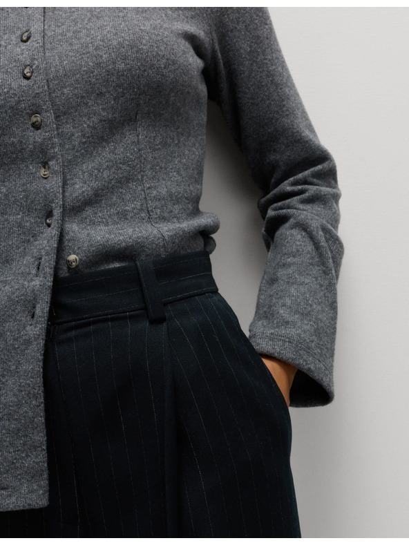 Marks & Spencer Hlače sa naborima, širokim nogavicama i iglastim prugama Marks & Spencer mornarsko plava