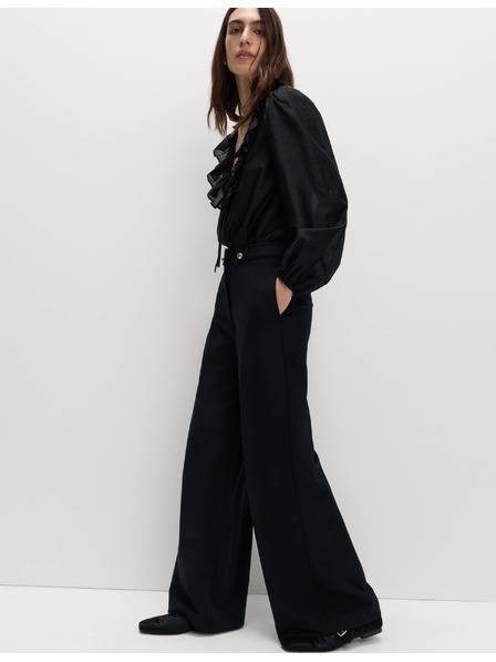 Marks & Spencer Hlače sa stezanjem u struku i širokim nogavicama Marks & Spencer crna