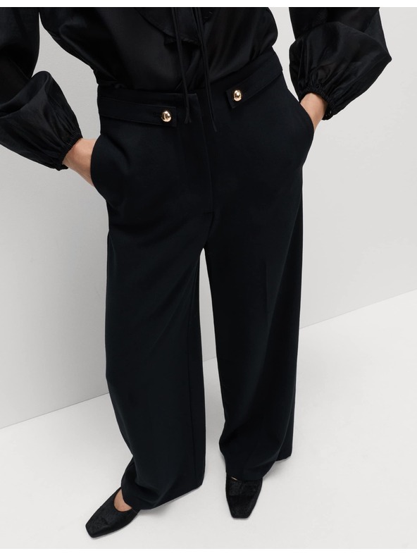 Marks & Spencer Hlače sa stezanjem u struku i širokim nogavicama Marks & Spencer crna