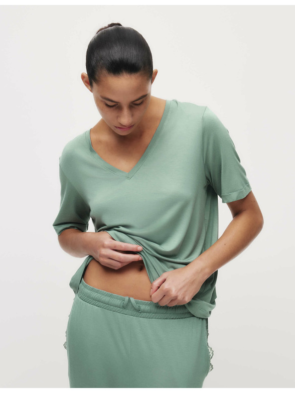 Marks & Spencer Pidžama top s čipkastim detaljima Marks & Spencer zelena