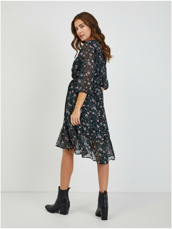 Orsay Crna ženska haljina cvjetnog uzorka na vezanje ORSAY