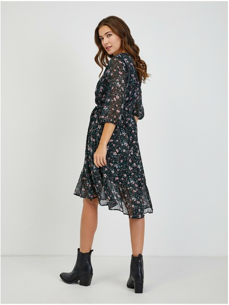Orsay Crna ženska haljina cvjetnog uzorka na vezanje ORSAY