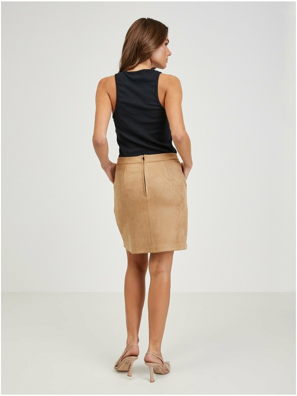 Orsay Svjetlosmeđa ženska suknja od brušene kože ORSAY