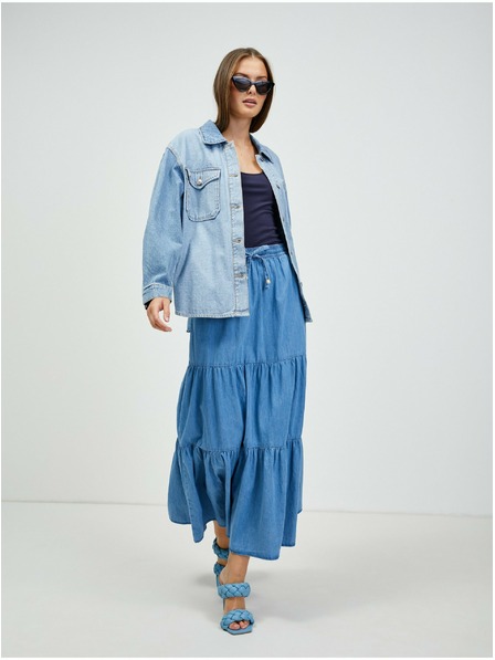 Orsay Plava duga suknja od trapera s volanima ORSAY