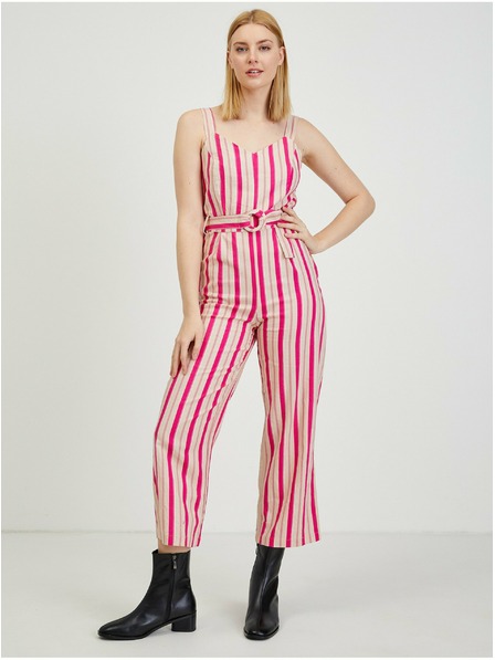 Orsay Bež-ružičasti ženski laneni kombinezon ORSAY Los Angeles