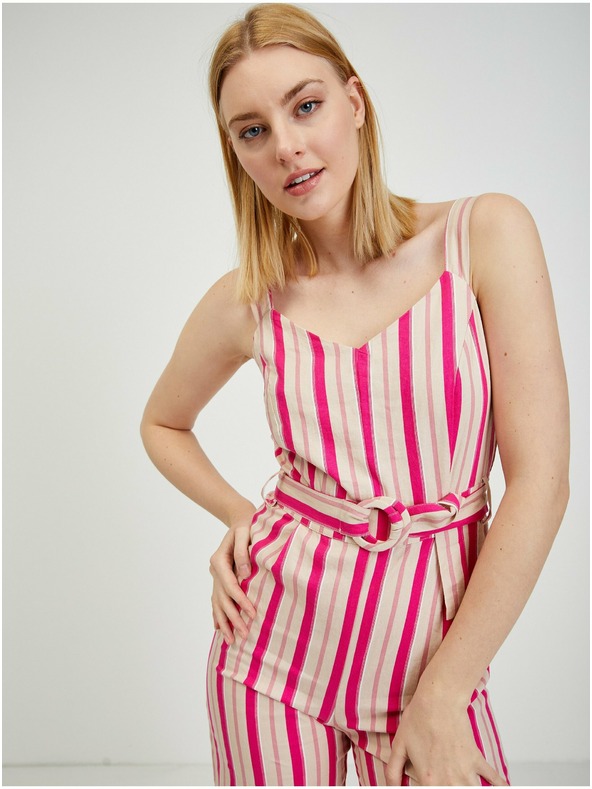 Orsay Bež-ružičasti ženski laneni kombinezon ORSAY Los Angeles