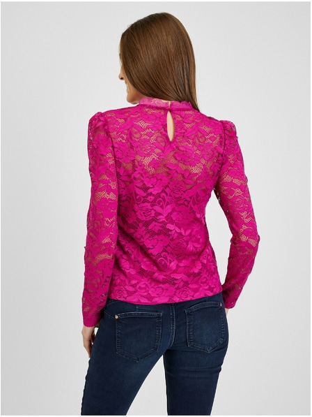 Orsay Tamno ružičasto čipkasto majicu ORSAY