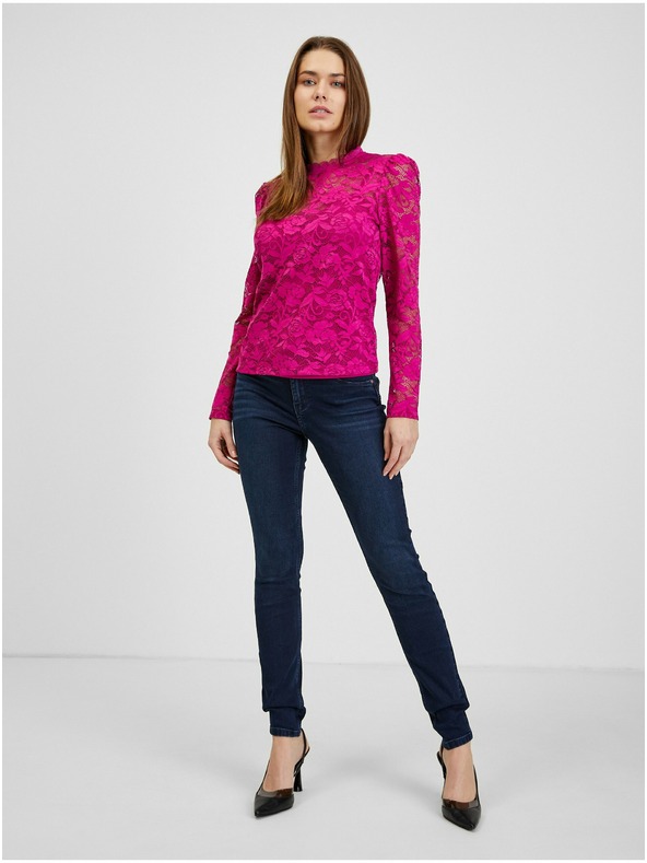 Orsay Tamnoružičasta ženska čipkasta majica ORSAY