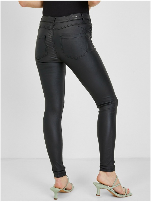 Orsay Crne ženske hlače od umjetne kože ORSAY