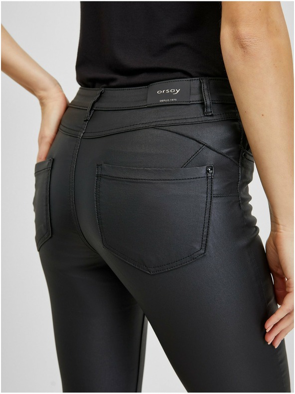 Orsay Crne ženske hlače od umjetne kože ORSAY