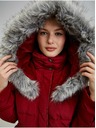 Orsay Ženski zimski pernati kaput boje vina s kapuljačom i umjetnim krznom O