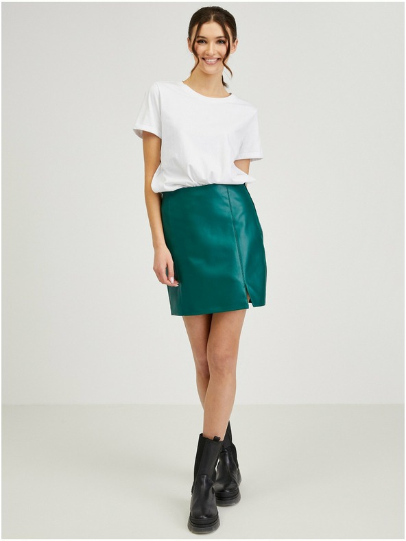Orsay Zelena ženska suknja od umjetne kože ORSAY