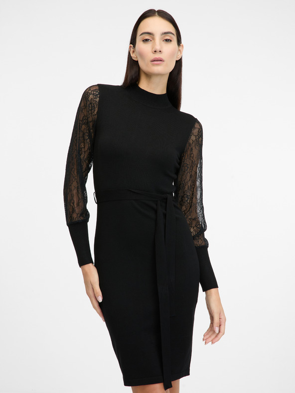 Orsay Crna ženska haljina do koljena ORSAY