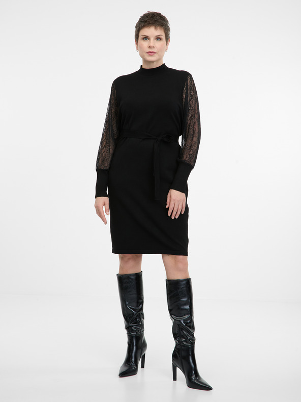 Orsay Crna ženska haljina do koljena ORSAY