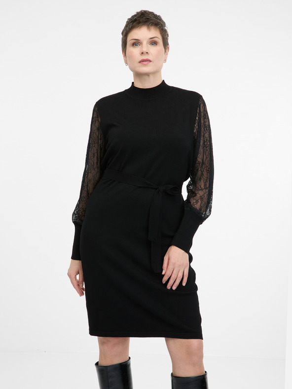 Orsay Crna ženska haljina do koljena ORSAY