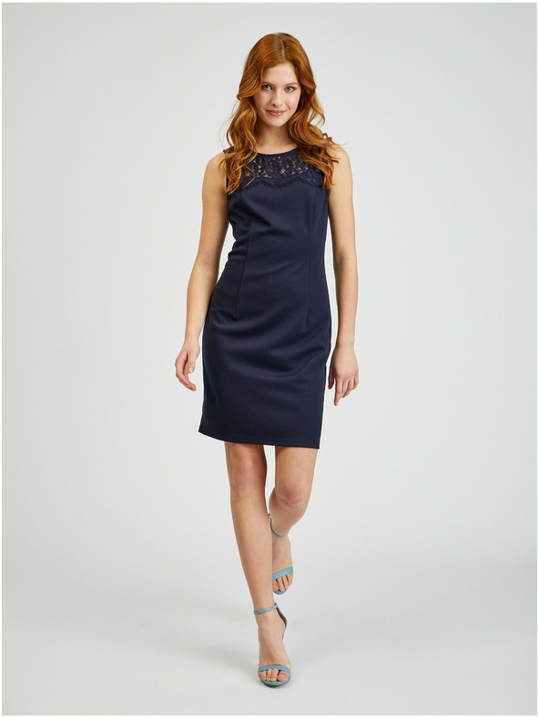 Orsay Tamnoplava ženska uska haljina s čipkom ORSAY