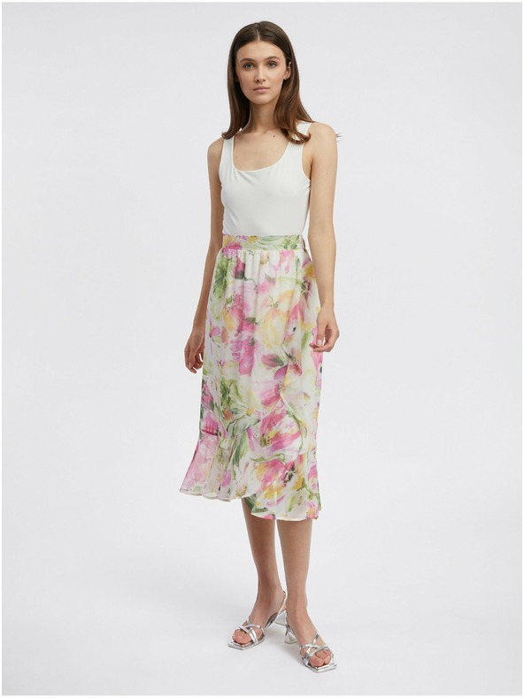 Orsay Ružičasto-bijela ženska cvjetna midi suknja ORSAY