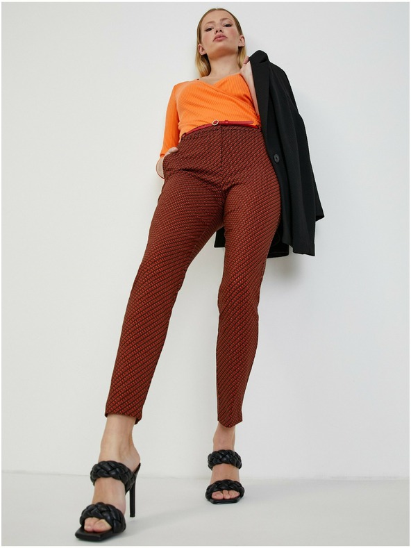 Orsay Crno-crvene ženske hlače s uzorkom ORSAY