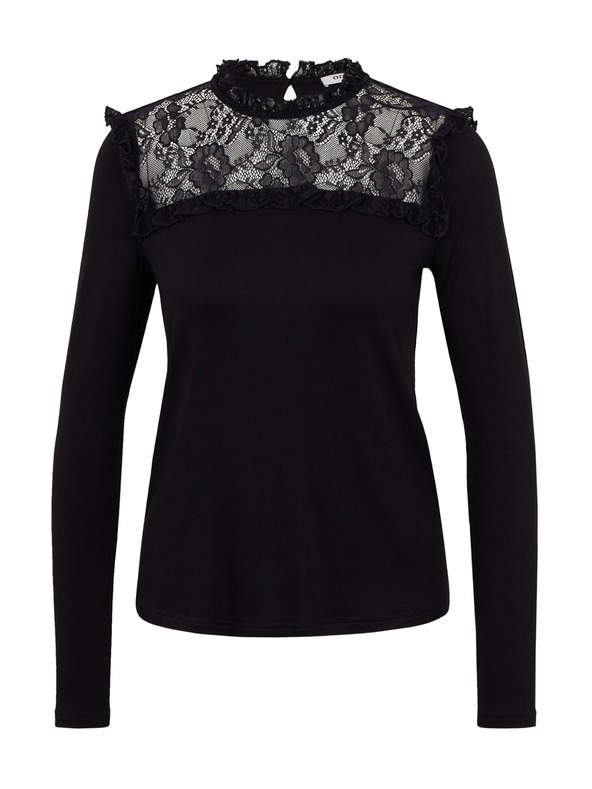 Orsay Crna ženska majica s čipkastim detaljem ORSAY