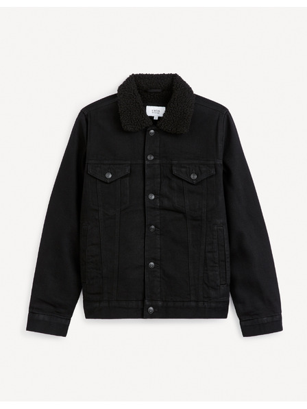 Celio Crna muška traper jakna s Celio Cudensherp krznom