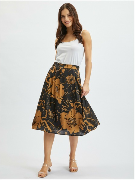 Orsay Smeđe-crna ženska satenska suknja cvjetnog uzorka ORSAY